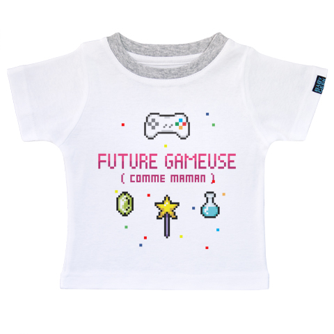 Future gameuse comme maman - T-shirt Enfant manches courtes - Coton - Blanc