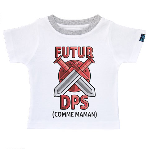 Futur DPS comme maman (version garçon) - T-shirt Enfant manches courtes - Coton - Blanc col gris