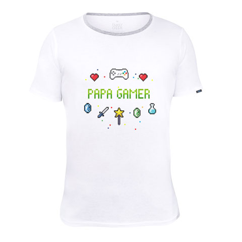 Papa Gamer - T-shirt - Coton - Blanc