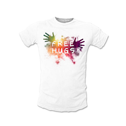 Free Hugs Colors - T-shirt Homme Coton Blanc Free Hugs Colors - T-shirt Homme Coton Blanc