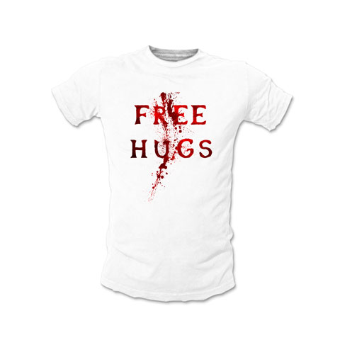 Free Hugs Blood - T-shirt Homme Coton Blanc Free Hugs Blood - T-shirt Homme Coton Blanc
