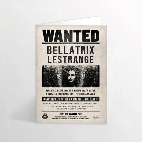 Carte de voeux lenticulaire Bellatrix Lestrange Wanted Carte de voeux lenticulaire Bellatrix Lestrange Wanted