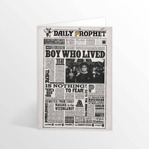 Carte de voeux lenticulaire The Daily Prophet - Boy Who Lived Carte de voeux lenticulaire The Daily Prophet - Boy Who Lived