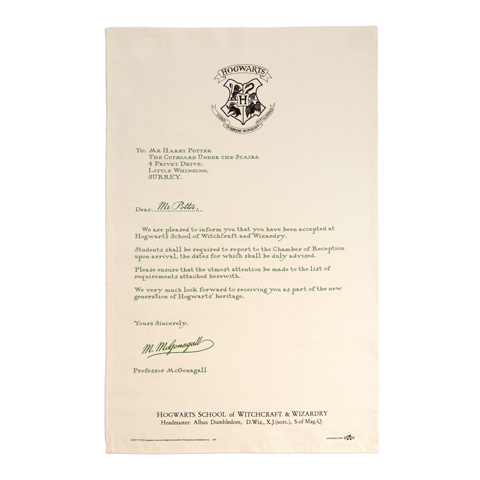 Torchon - Lettre d’acceptation d’Harry Potter à Poudlard Torchon - Lettre d’acceptation d’Harry Potter à Poudlard