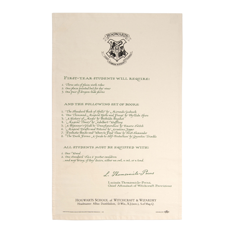 Torchon - Lettre d’acceptation d’Harry Potter à Poudlard Torchon - Lettre d’acceptation d’Harry Potter à Poudlard