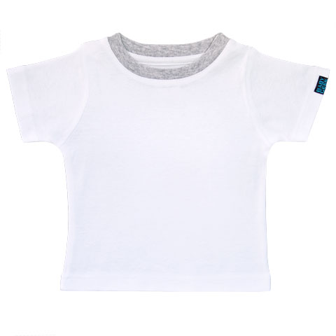 T-shirt enfant manches courtes - Coton - Blanc couture grise