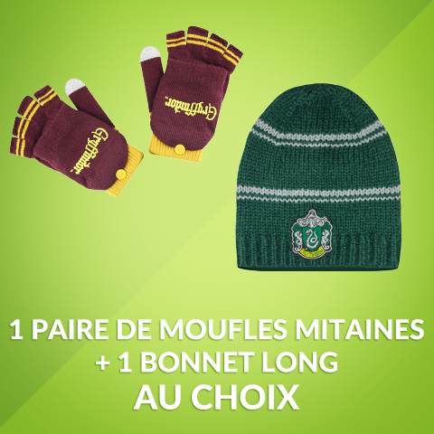 Pack moufles mitaines + bonnet tombant slouchy licence Harry Potter Pack moufles mitaines + bonnet tombant slouchy licence Harry Potter